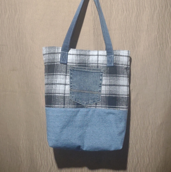 Handmade Upcycled Denim Tote Bag 21 - Picture 2 of 6